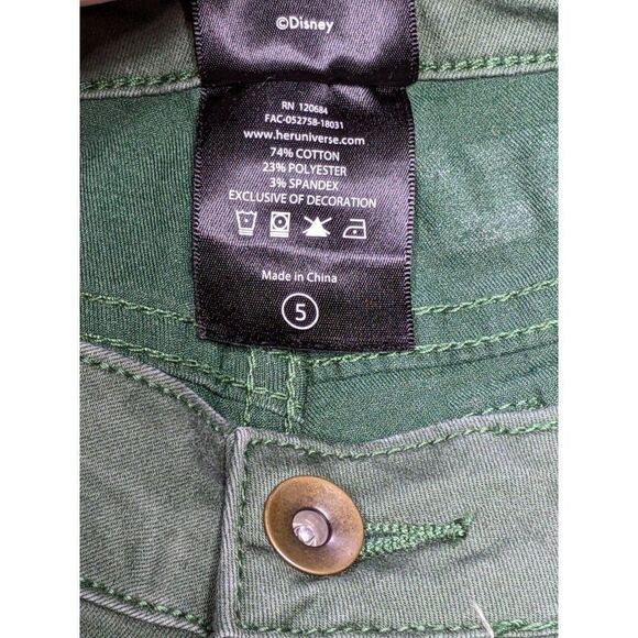 Destination Disney Juniors Size 5 Pockets Scalloped Pattern Green Denim Jeans - Picture 7 of 12